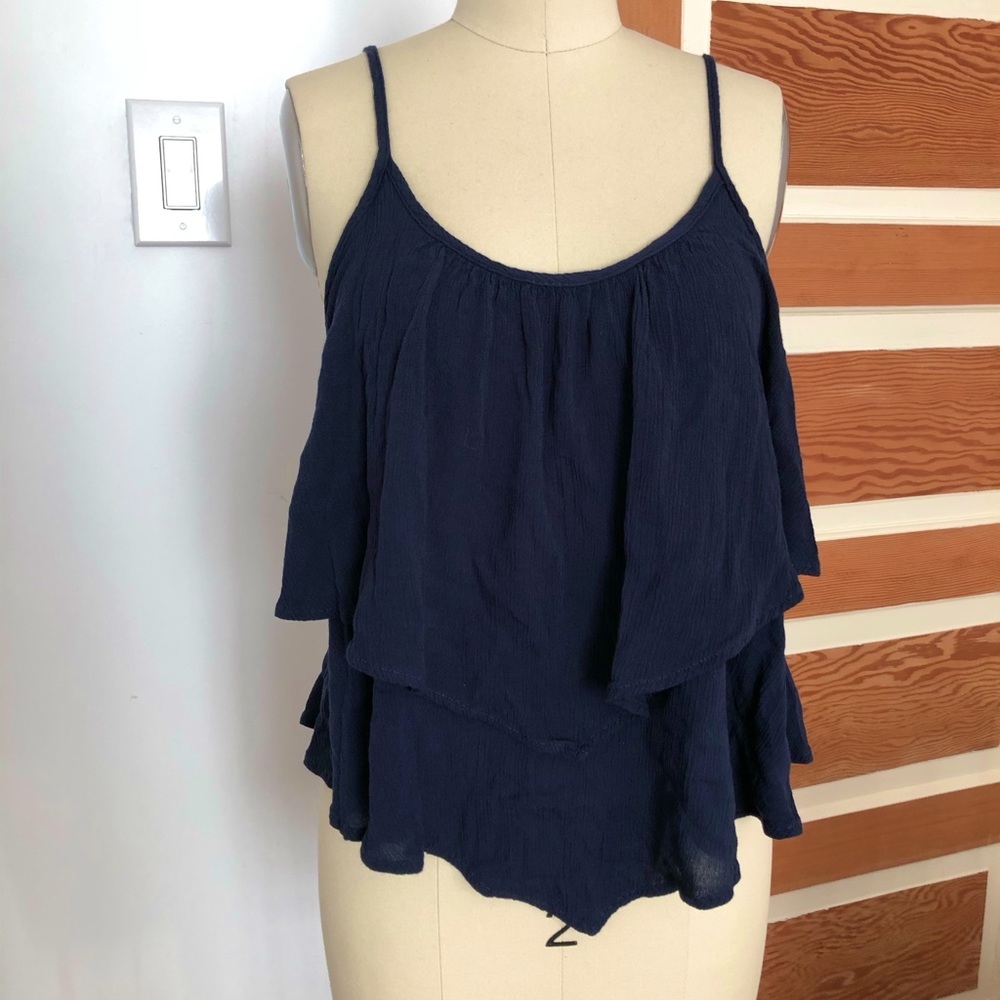 Navy blue layer top with open back size S